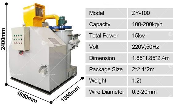 100-200kg/h Διαχωριστικό σύρματος χαλκού Συσκευές κόκκων σύρματος χαλκού Μηχανή ανακύκλωσης καλωδίων